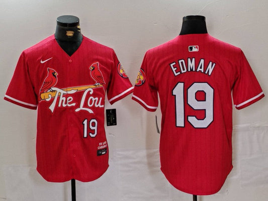 Men's St. Louis Cardinals Tommy Edman #19 Red 2024 City Connect Limited Player jersey