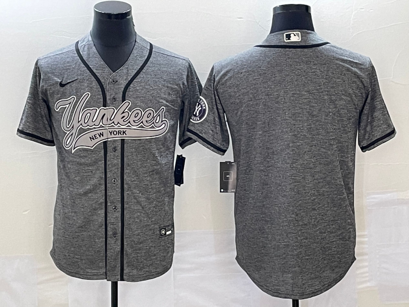 Men's New York Yankees Gray Replica Blank jersey Joint Edition