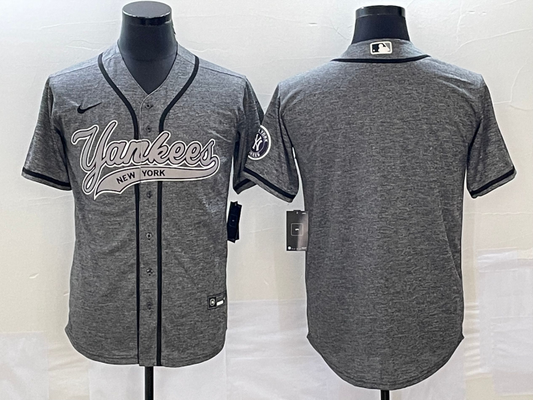 Men's New York Yankees Gray Replica Blank jersey Joint Edition