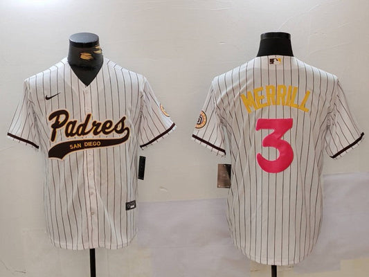 Men's San Diego Padres Jackson Merrill #3 White Player jersey
