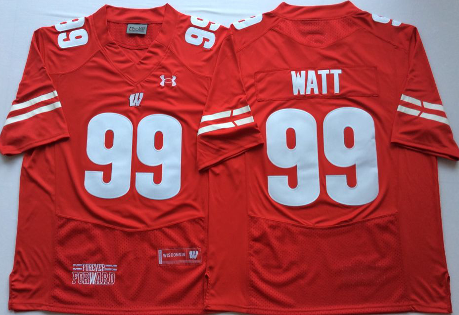 Men's Wisconsin Badgers J.J. Watt #99 Red Player Jersey