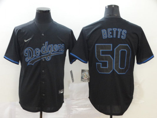 Men's Los Angeles Dodgers Mookie Betts #50 Black Stitched Game jersey