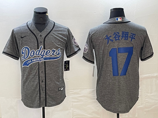 Men's Los Angeles Dodgers Shohei Ohtani #17 Gray Player Game jersey Joint Edition