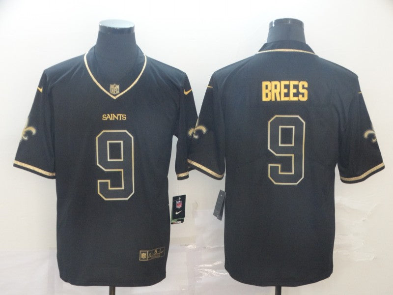 Men's New Orleans Saints #9 Drew Brees Black Team Color Game jersey