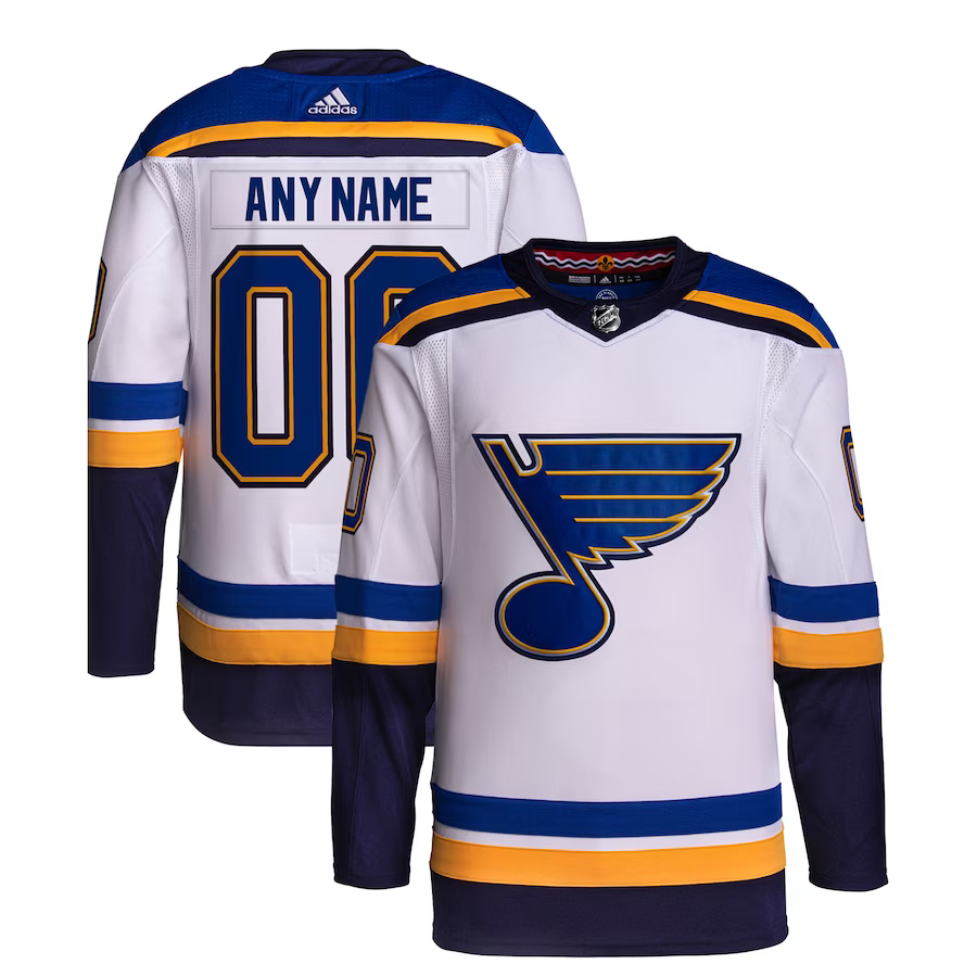 Men's St. Louis Blues White Away Primegreen Authentic Custom jersey