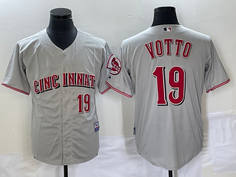 Men's Cincinnati Reds Joey Votto #19 Gray Limited Player jersey