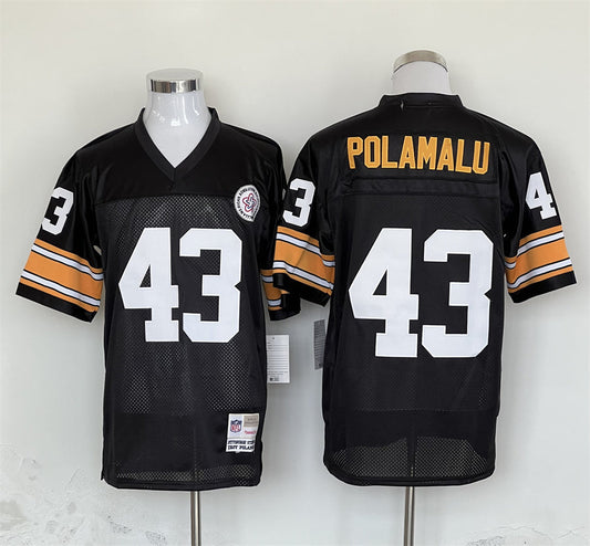 Men's Pittsburgh Steelers Troy Polamalu Mitchell & Ness Black Legacy Replica jersey