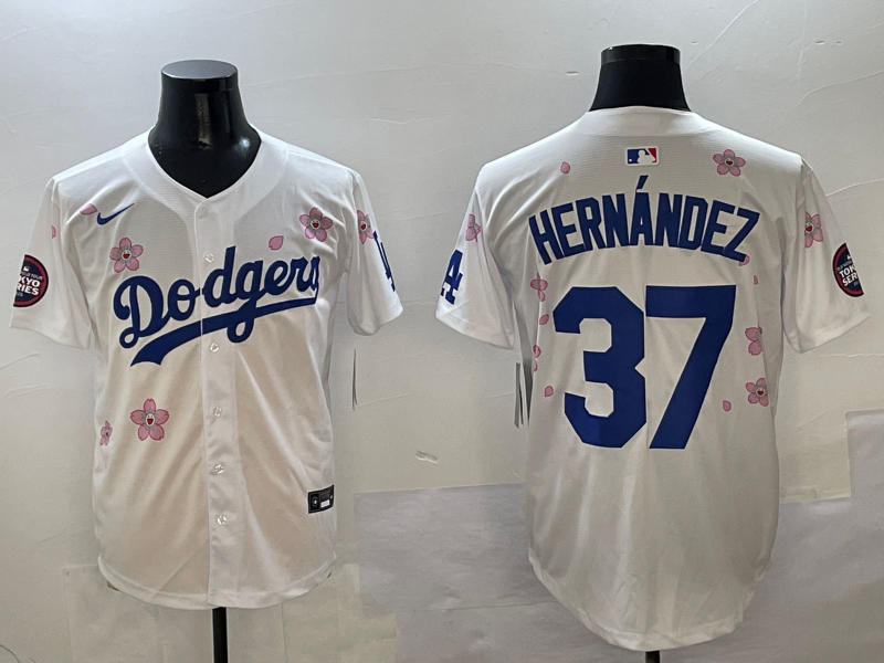 Men's Los Angeles Dodgers Teoscar Hernandez #37 White Game jersey