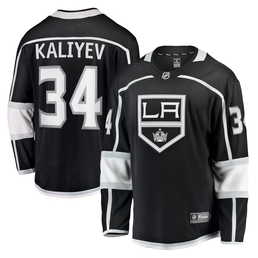 Men's Los Angeles Kings Arthur Kaliyev #34 Black Home Breakaway Player jersey