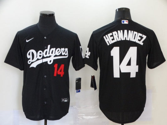 Men's Los Angeles Dodgers Enrique Hernandez #14 Black Stitched jersey