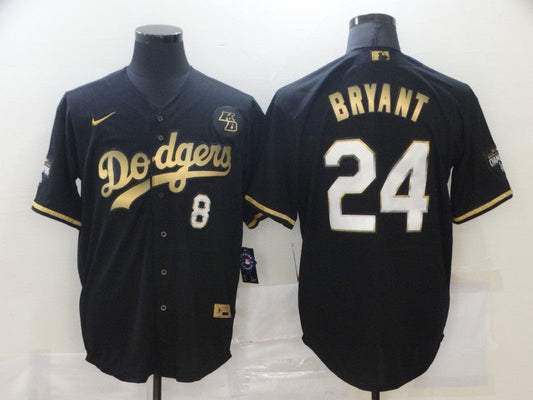 Men's Los Angeles Dodgers Kobe Bryant #8-24 Black Replica Player jersey