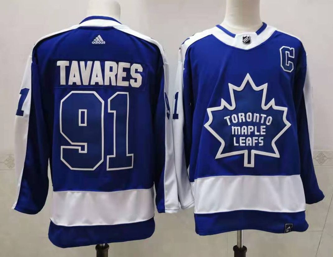 Men's Toronto Maple Leafs John Tavares #91 Blue/White Player Game jersey