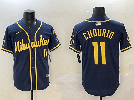Men's Milwaukee Brewers Jackson Chourio #11 Navy Limited Player jersey