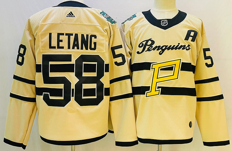 Men's Pittsburgh Penguins Kris Letang #58 Yellow Game jersey