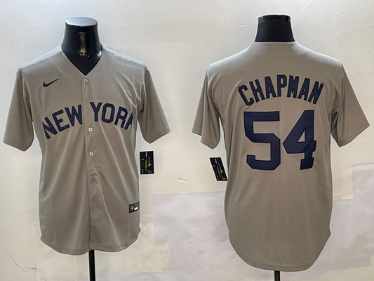 Men's New York Yankees Aroldis Chapman #54 Gray Away Limited Player jersey