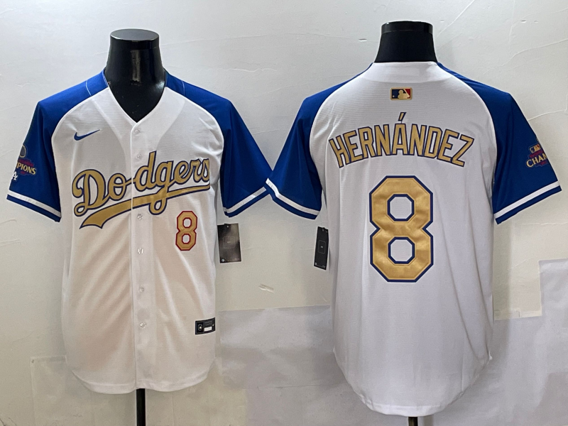 Men's Los Angeles Dodgers Enrique Hernandez #8 White 2025 Gold Collection Player Jersey