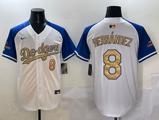 Men's Los Angeles Dodgers Enrique Hernandez #8 White 2025 Gold Collection Player Jersey