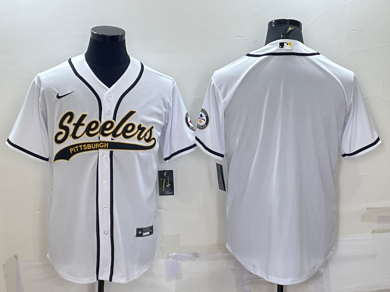 Men's Pittsburgh Steelers White Blank jersey