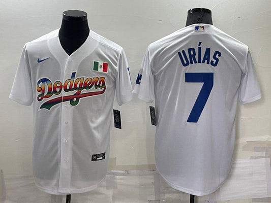 Men's Los Angeles Dodgers Julio Urias #7 White Authentic Game jersey