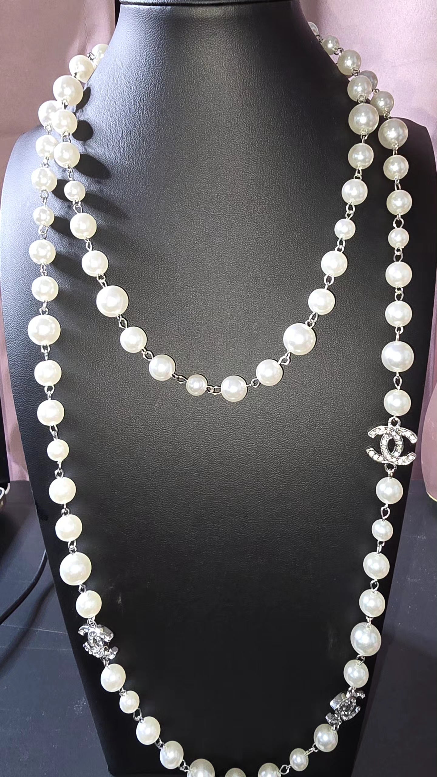 Double strand pearls Silver